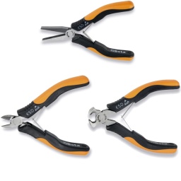 Jeu de 3 outils ESD pour l'&eacute;lectronique.
1172ESD	Pince ESD &agrave; becs longs et plats 
1188ESD	Pinces coupantes diagonales ESD 
1190ESD	Pinces coupantes frontale ESD 