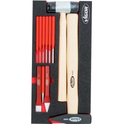 Module martellerie 11 pièces
- 6 chasses goupilles 150mm
- 3 burins
- 1 maillet 1 marteaux
- Dimension 188x393mm