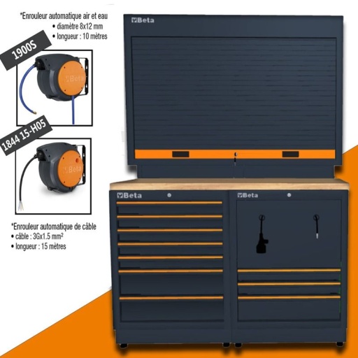 Combinaison mobilier d‘atelier C45PRO avec enrouleur air et électrique
