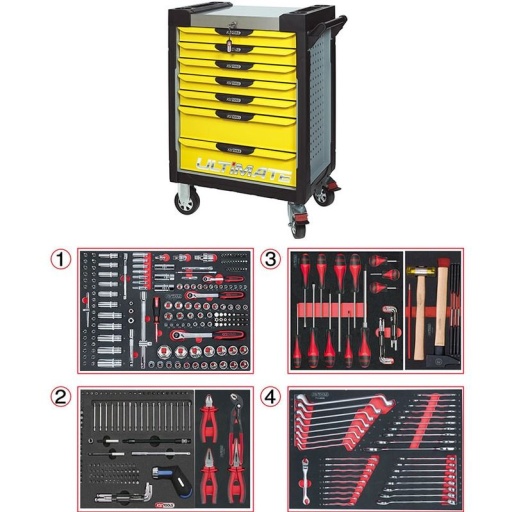 Servante Ultimate 7  jaune tiroirs avec composition 355 outils 