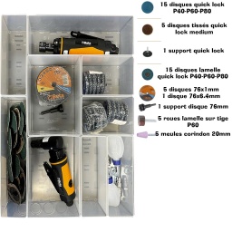 Pack 2 meuleuses pneumatique angulaire et droite - 48 accessoires et consomable