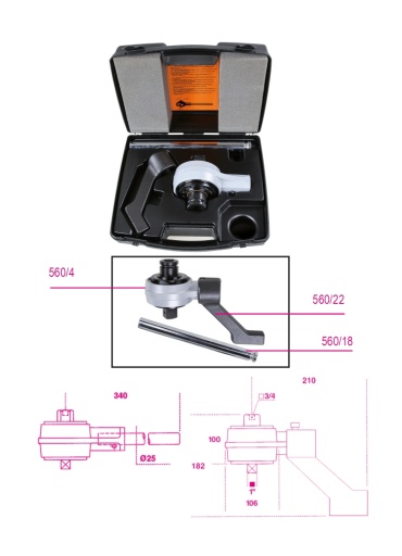 Multiplicateur de couple 2700Nm et accessoires pour serrages à droite et à gauche rapport 5:1 
