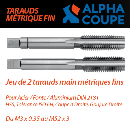 Taraud M3, pas de 0.5mm, Métrique, HSS ( Prix pour 1 )